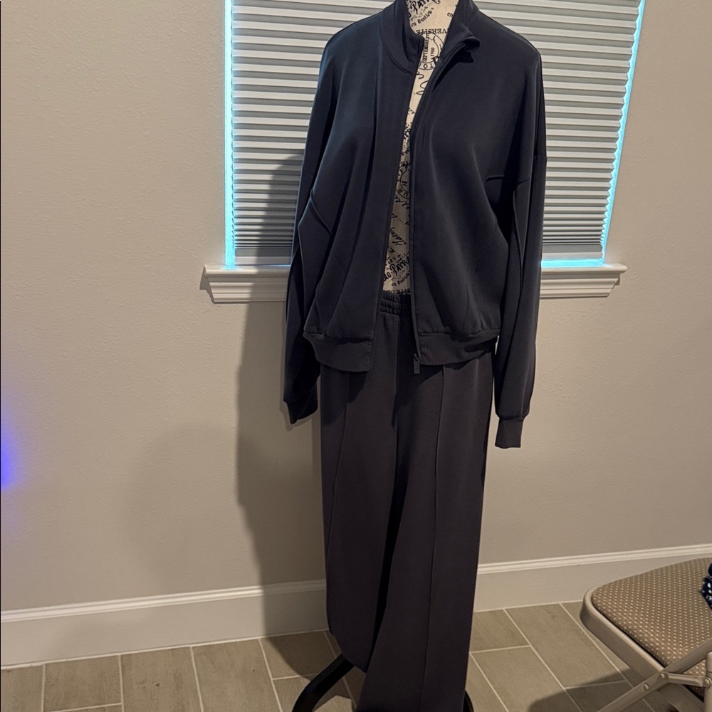 VSX Charcoal Wide-Leg Two Piece Zip Jacket & Pants Set